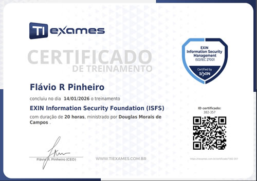 Certificado de Conclusão TIexames ISFS